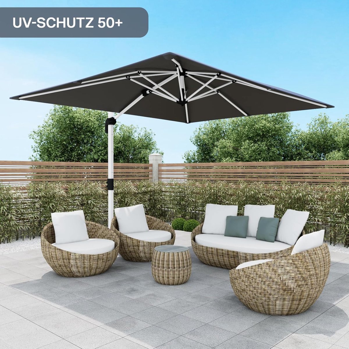 luxe xxl zweefparasol 300 x 400 x 260 cm met