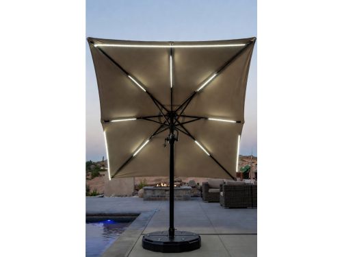 Luxe Zweefparasol 300x300 cm met LED Solar Verlichting