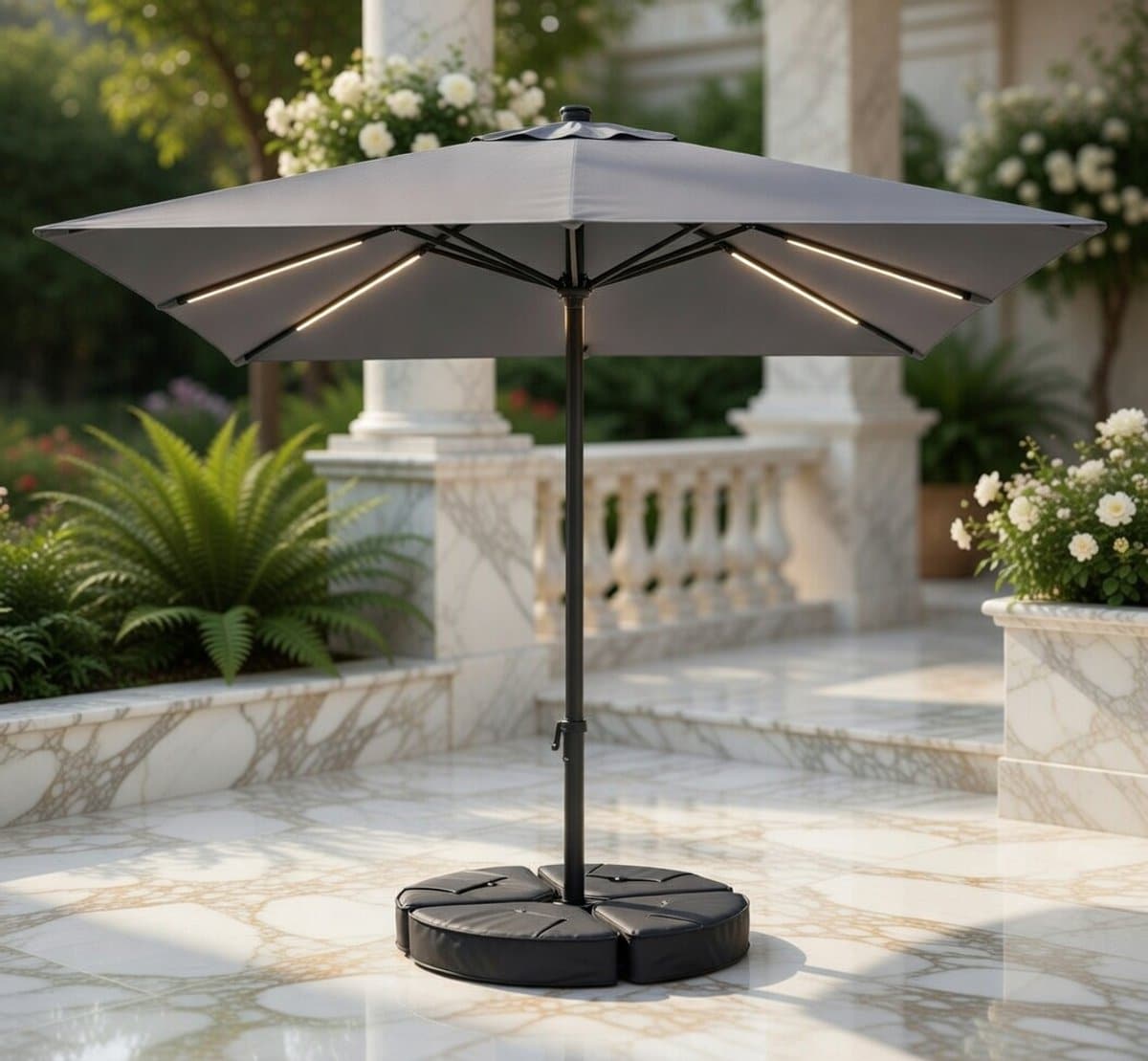 luxe zweefparasol 300×300 cm met solar led verlichting