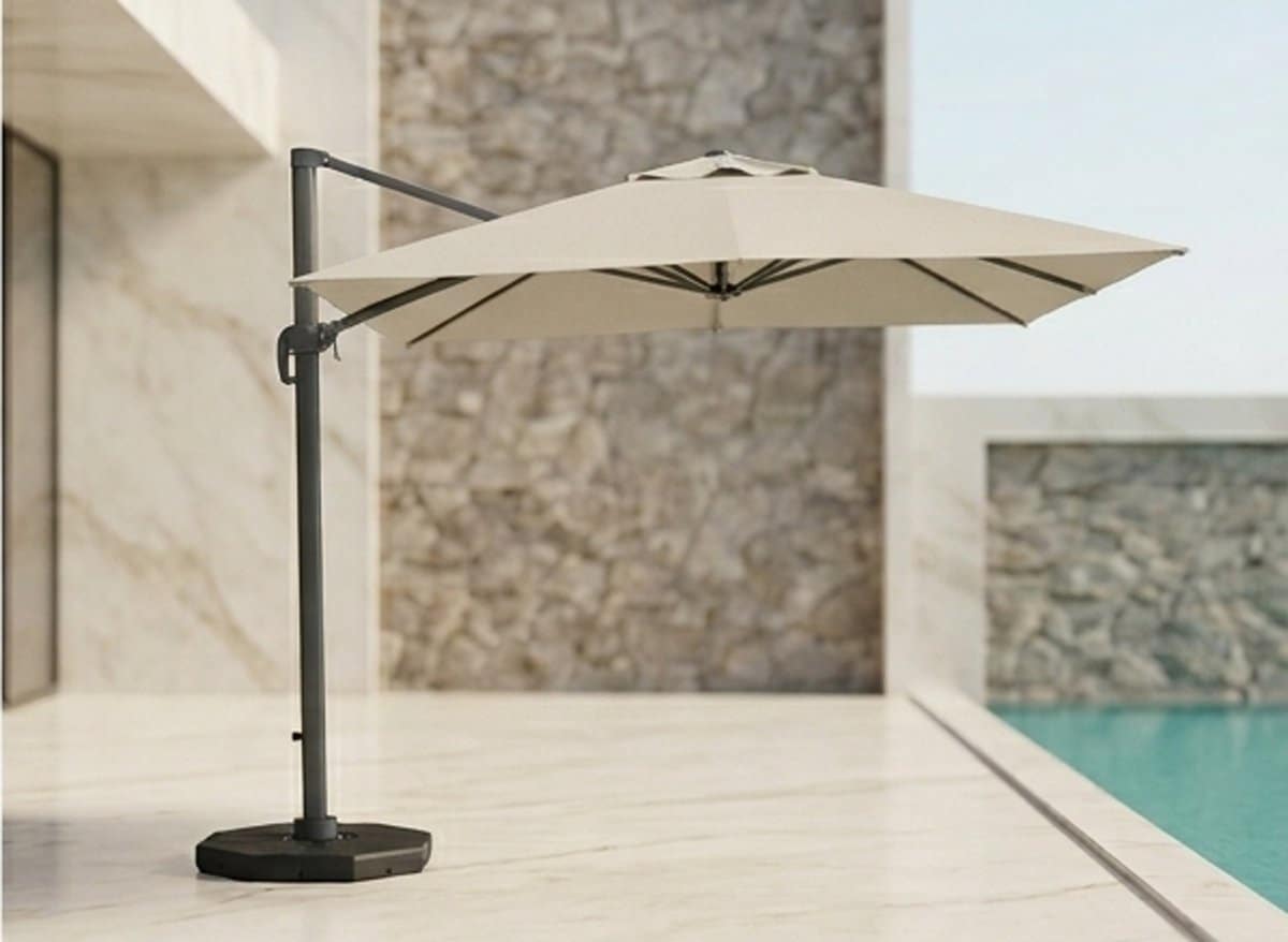 luxe zweefparasol 300×300 cm vierkant 360° draaibaar, kantelbaar
