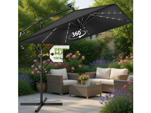 Luxe Zweefparasol 330 cm Rechthoekig - Aluminium Parasol met 360°