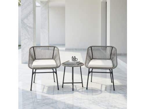 Luxora 2-Persoons Polyrattan Bistroset met Kussens - Weerbestendige Tuinmeubel Set