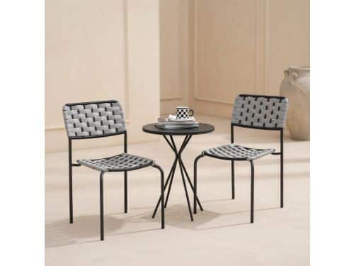 Luxora 3-delige Polyrattan Balkonset voor 2 Personen - Stapelbare Stoelen