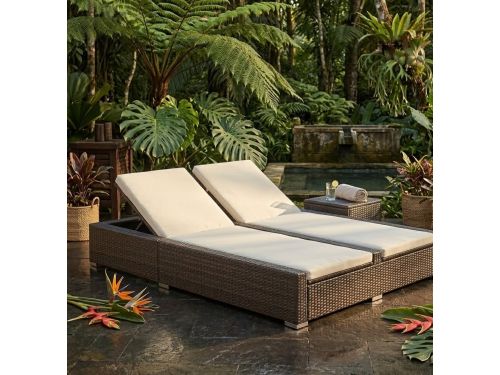 Luxora Duo Rattan Sun Island Dubbele Ligbed - Polyrotan Bruin