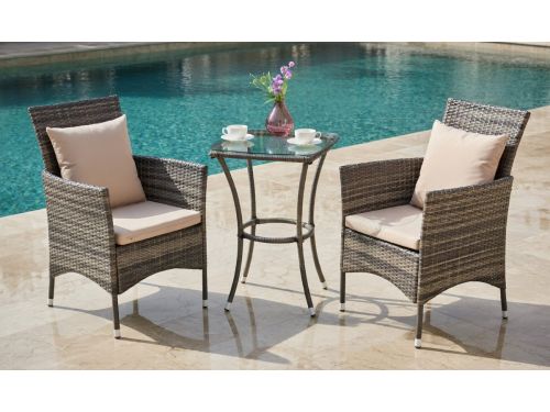 LuxRattan 3-delige Balkonset Bistroset voor 2 Personen - Rotan Tuinmeubelset