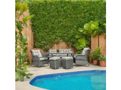 Madrid Luxe Rattan Dining Loungeset 7-Persoons met Tafel en 2