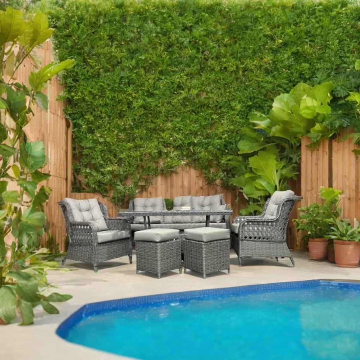 madrid luxe rattan dining loungeset 7 persoons met tafel en 2