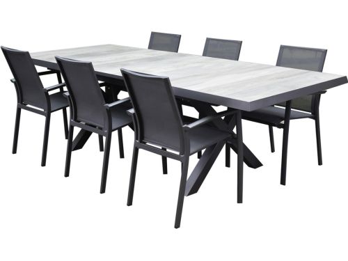 Malaga New Delhi dining tuinset uitschuifbaar 204-264x103xH74,5 cm 7 delig