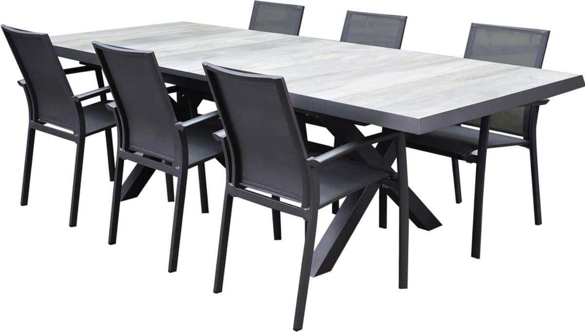 malaga new delhi dining tuinset uitschuifbaar 204 264x103xh74,5 cm 7 delig