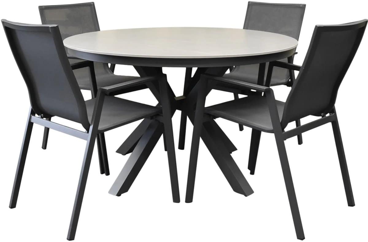 malaga samantha dining tuinset 120xh75 cm rond 5 delig antraciet