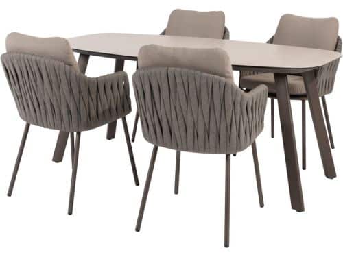 Manolo Cannes dining tuinset 180x95xH75 cm 5 delig keramiek terre