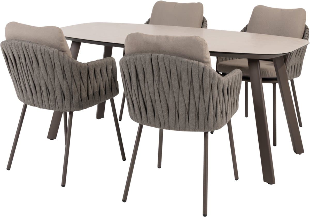 manolo cannes dining tuinset 180x95xh75 cm 5 delig keramiek terre