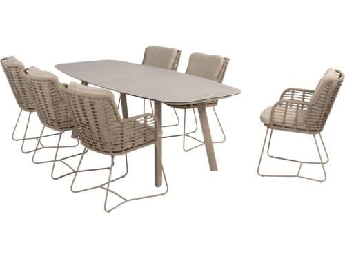 Manolo Fabrice dining tuinset 7 delig 240x103xH75 cm keramiek latte