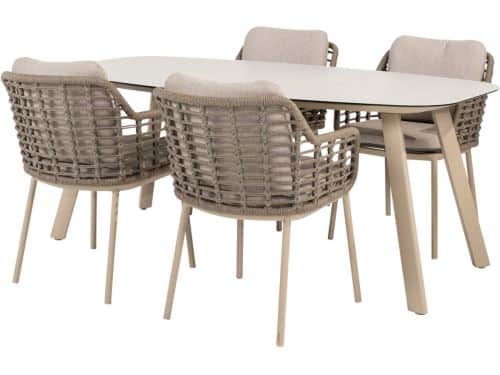 Manolo Puglia dining tuinset 180x95xH75 cm 5 delig keramiek latte