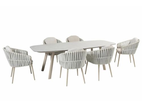 Manolo tafel 240x103cm met 6 Eva stoelen