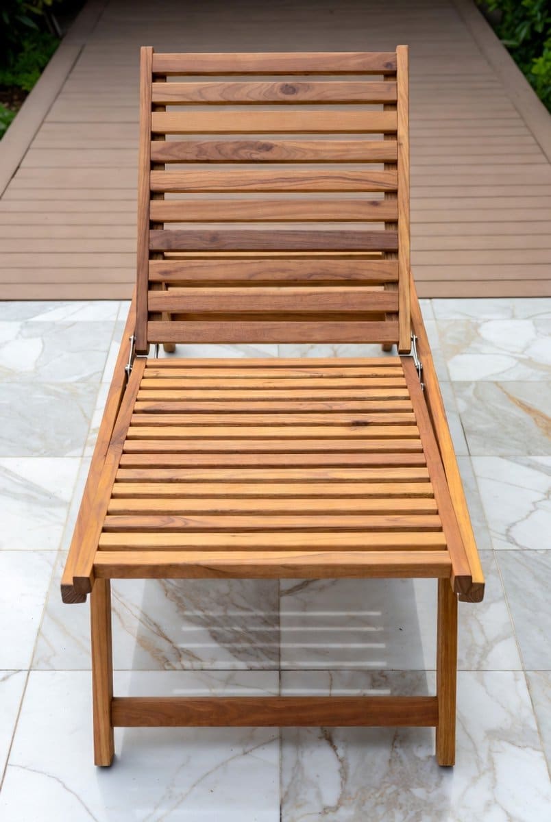 massief teak zonnebed verstelbaar en inklapbaar luxe tuin