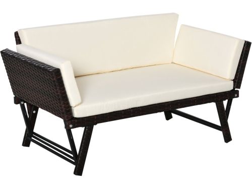 Merax 2-Zits Loungesofa Tuin - Polyrattan Tuinbank Uitklapbaar tot Ligbed