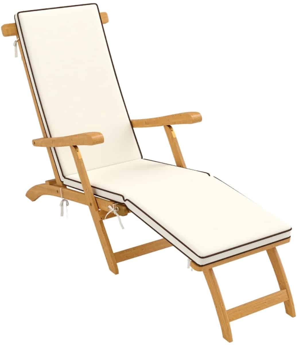 merax houten ligstoel met voetensteun en kussens opvouwbaar ergonomisch