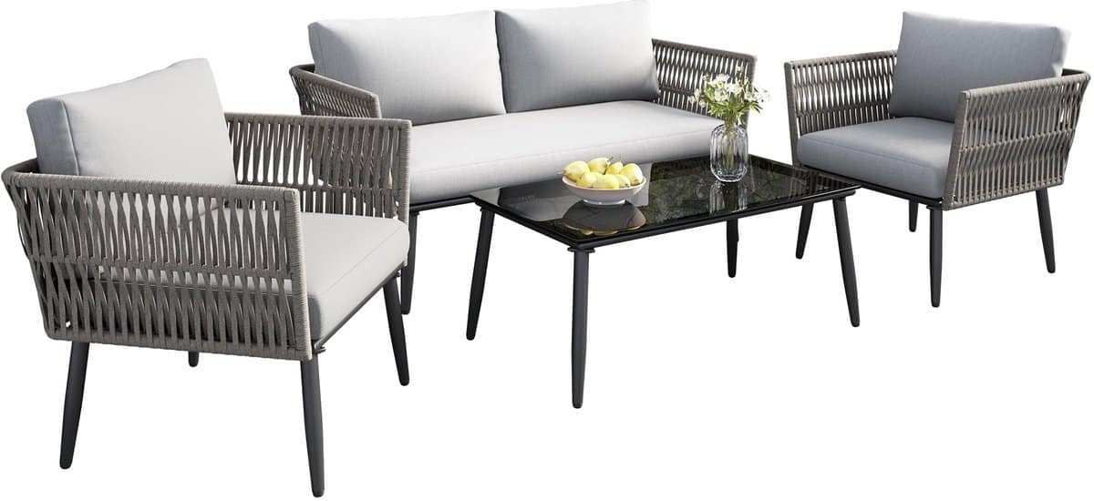 merax loungeset tuin 4 delig met 2 zits bank 2 stoelen