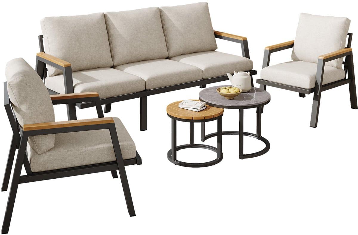 merax loungeset tuin 5 delig met 3 zits bank 2 stoelen