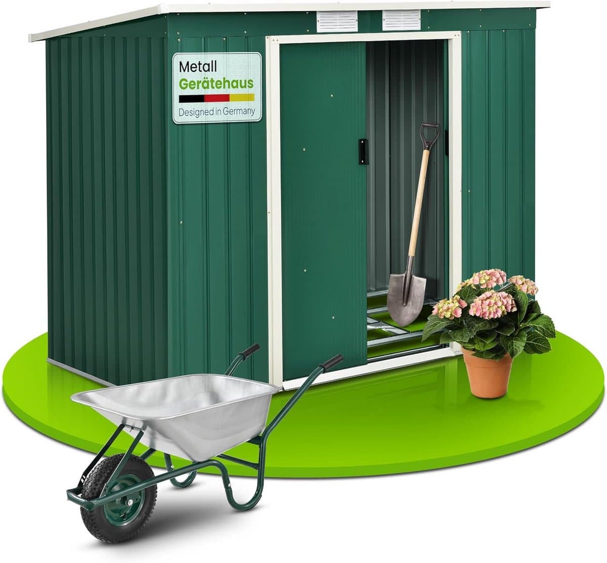 metalen gereedschapsschuur m 4 m³ met lessenaarsdak en fundering