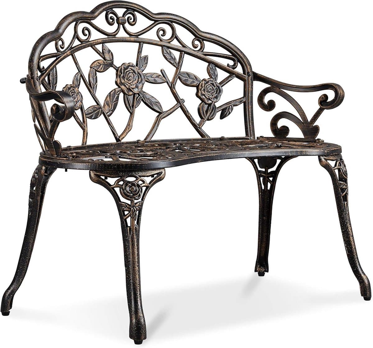 metalen tuinbank met rozenpatroon 2 zits parkbank voor terras en tuin