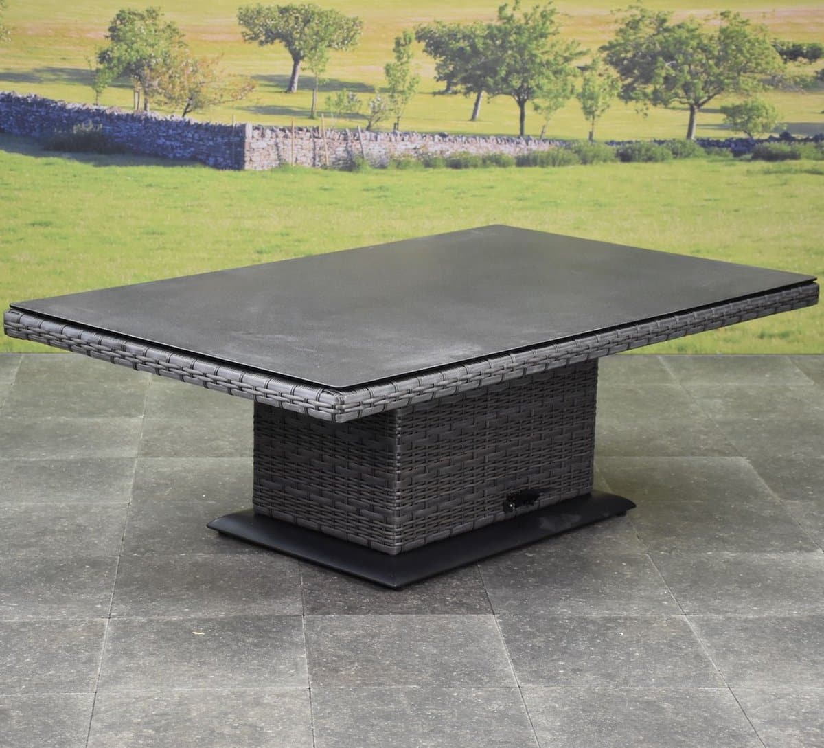 miami lounge diningtafel 140x85xh47 71 cm in hoogte verstelbaar antraciet