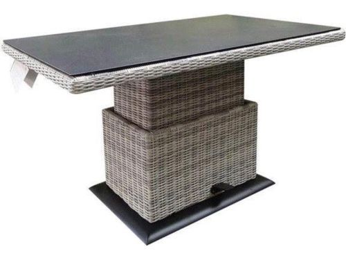 Miami lounge-diningtafel 140x85xH47-71 cm in hoogte verstelbaar wit grijs