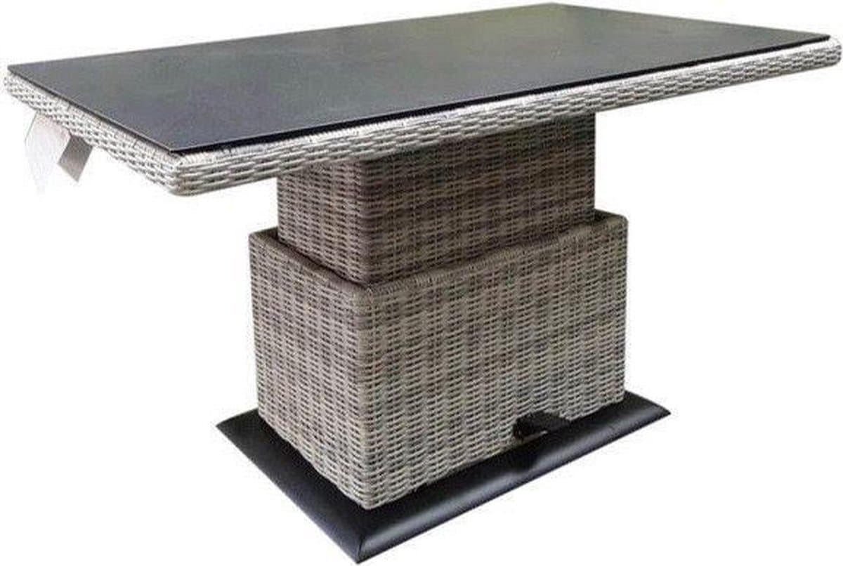 miami lounge diningtafel 140x85xh47 71 cm in hoogte verstelbaar wit grijs