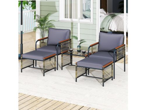 Milano Comfort 5-Delige Luxe Balkonset - Inclusief 2 Ergonomische Fauteuils