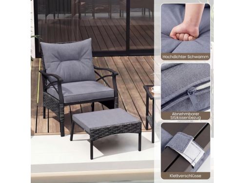 Milano Multi-Lounge 5-Delige Balkonset - Inclusief 2 Ergonomische Fauteuils