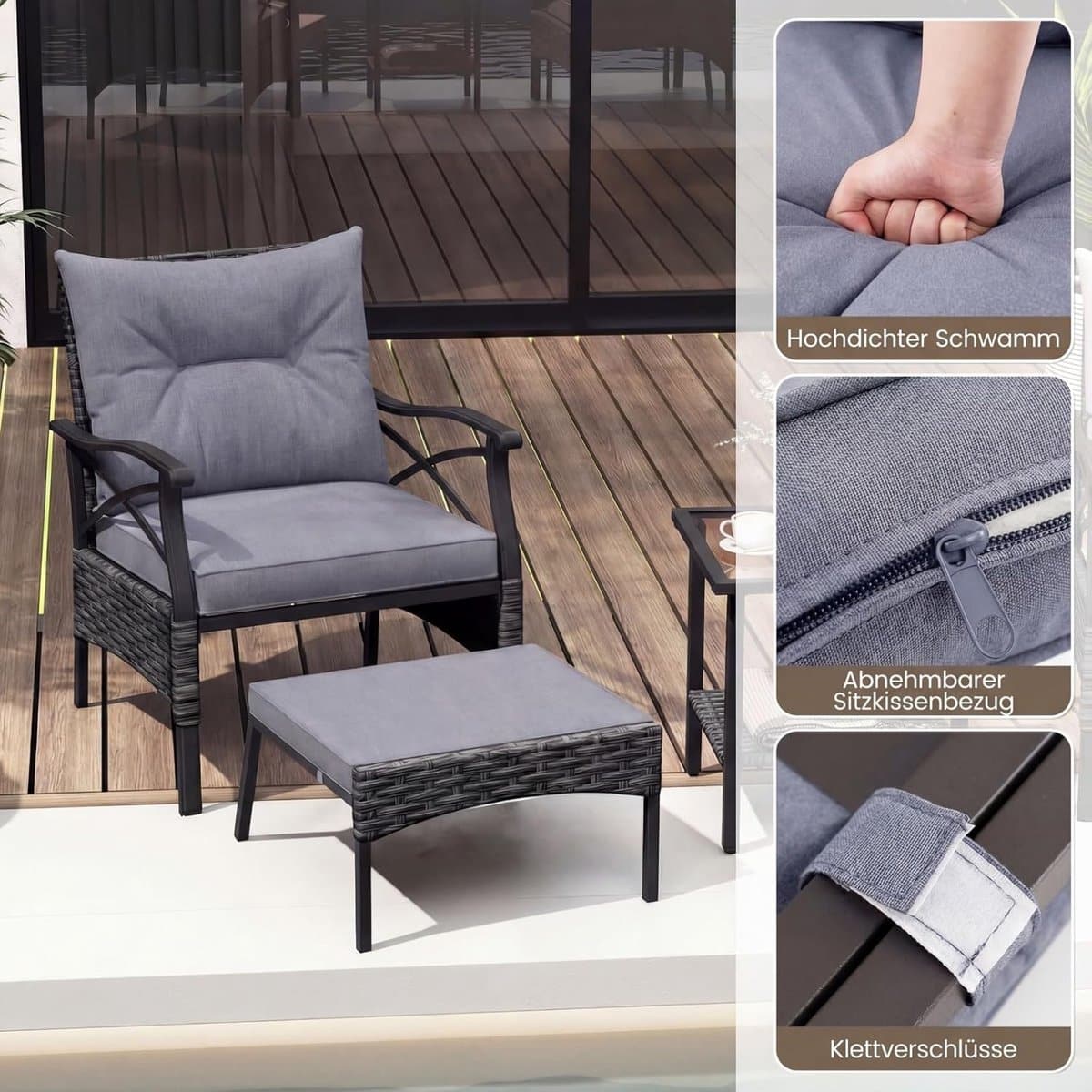 milano multi lounge 5 delige balkonset inclusief 2 ergonomische fauteuils