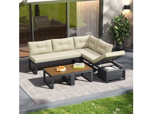 MIVRAY Tuinmeubelset 191,5 x 191,5 cm - Verstelbare Rugleuning En