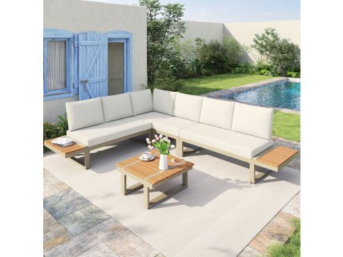 MIVRAY Tuinmeubelset Zie Afbeelding - Omvormbaar Tot 2 Ligbedden Met