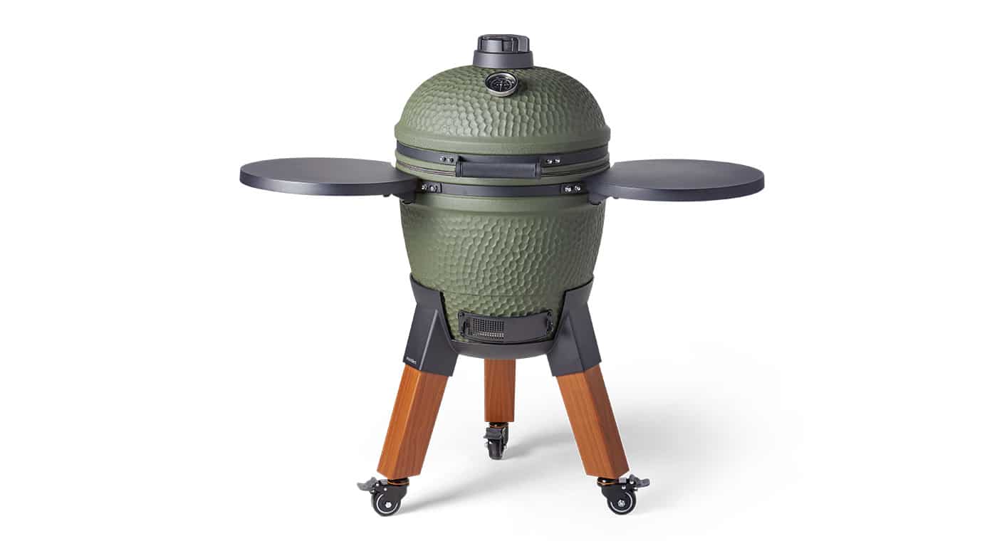 moddern kamado groen incl. zijtafels & wood look poten (showmodel)