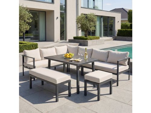 MODENUIT Tuinmeubelset 9-Persoons - Eethoek Met Tafel, Bank, Stoel En