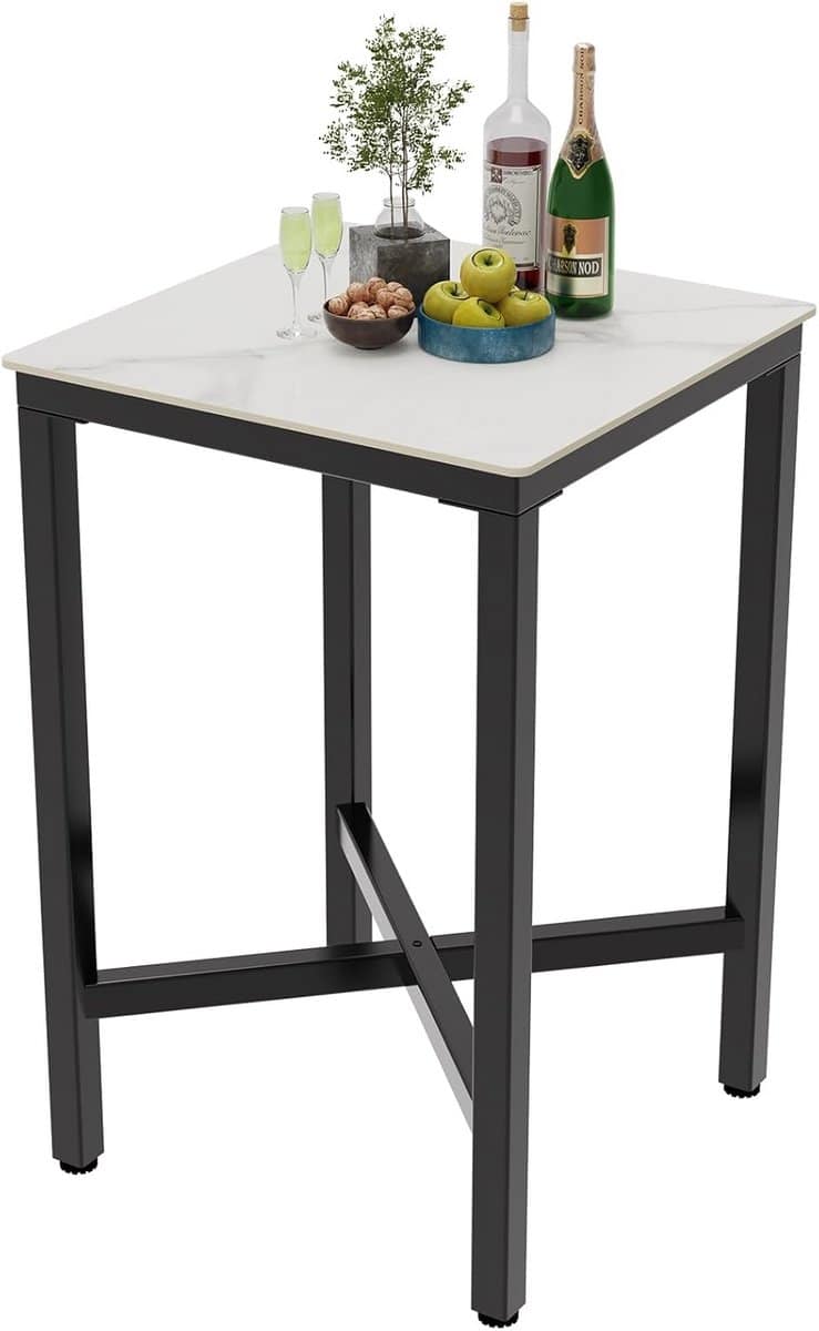 moderne bartafel vierkant 70x70cm glans wit sintered stone