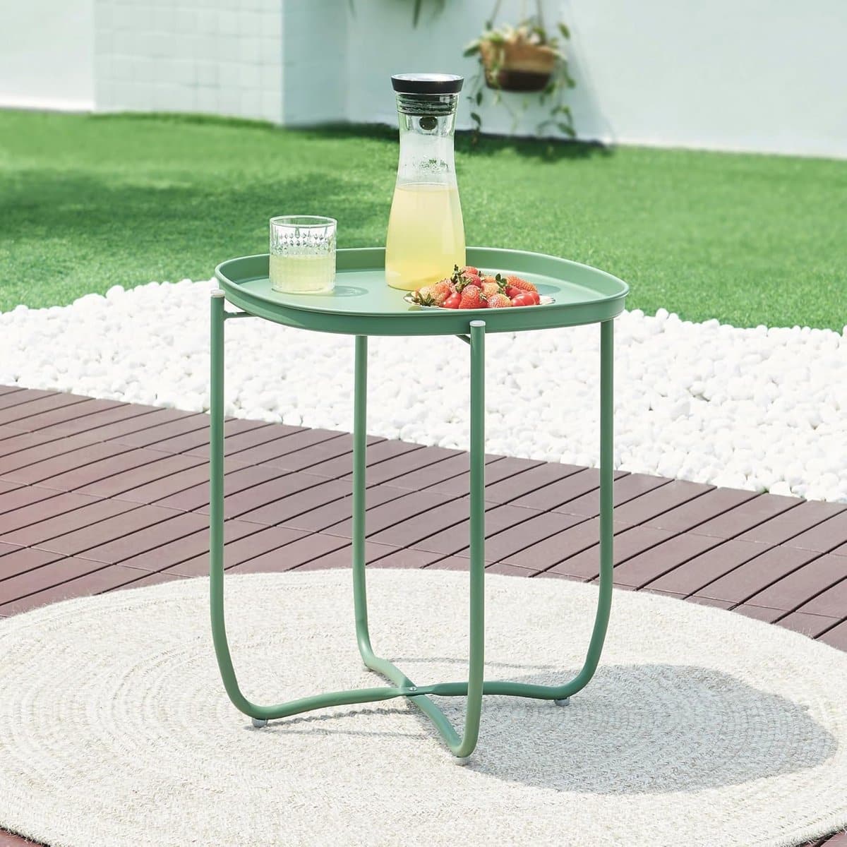 moderne bijzettafel voor buiten vierkante dienbladtafel tuin, balkon