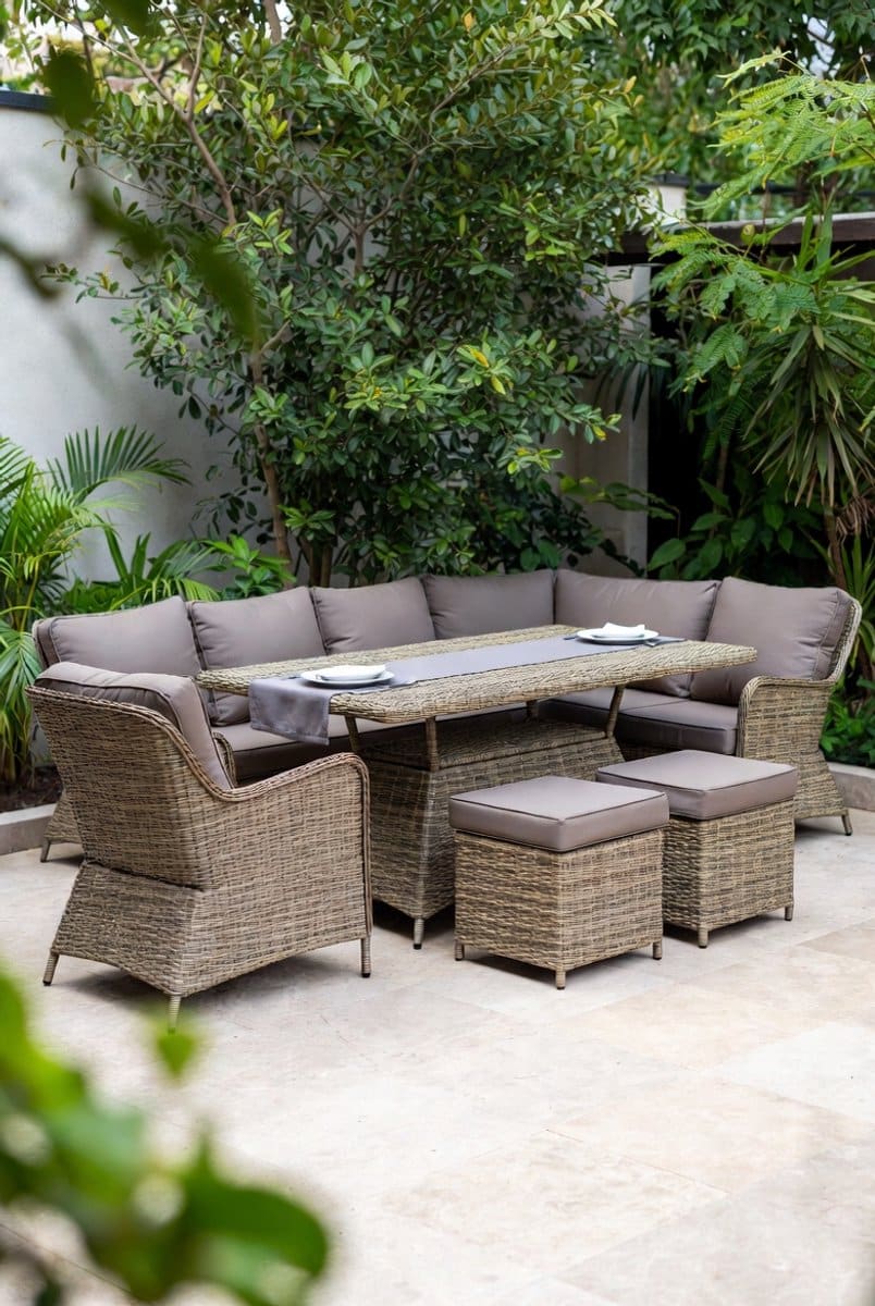 moderne luxe polyrotan hoek loungeset rossano 6 persoons met tafel en