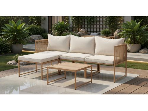 Modulaire Polyrotan Loungeset met Hoekbank en Chaise Longue