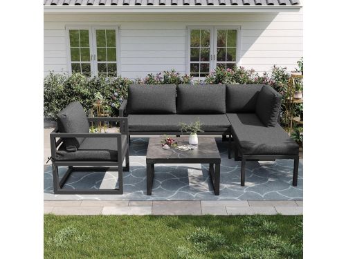 Modulaire Rope Hoek Loungeset 4-delig met Tafel en Kussens