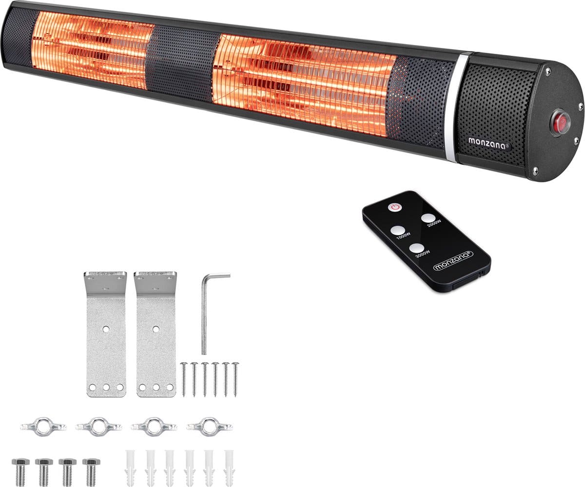 monzana infraroodstraler 3000w 3 standen/afstandsbediening zwart