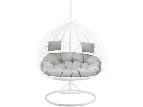 MYLIA Tweezits hangstoel CAYAMBE van gevlochten hars - Wit met