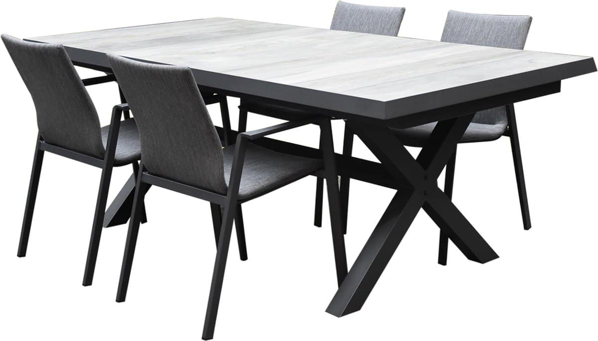 nancy new delhi dining tuinset uitschuifbaar 204 264x103xh74,5 cm 5 delig