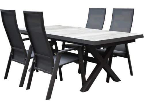 Nancy New Delhi dining tuinset uitschuifbaar 204-264x103xH74,5 cm 5 delig
