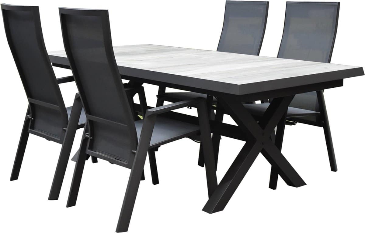 nancy new delhi dining tuinset uitschuifbaar 204 264x103xh74,5 cm 5 delig