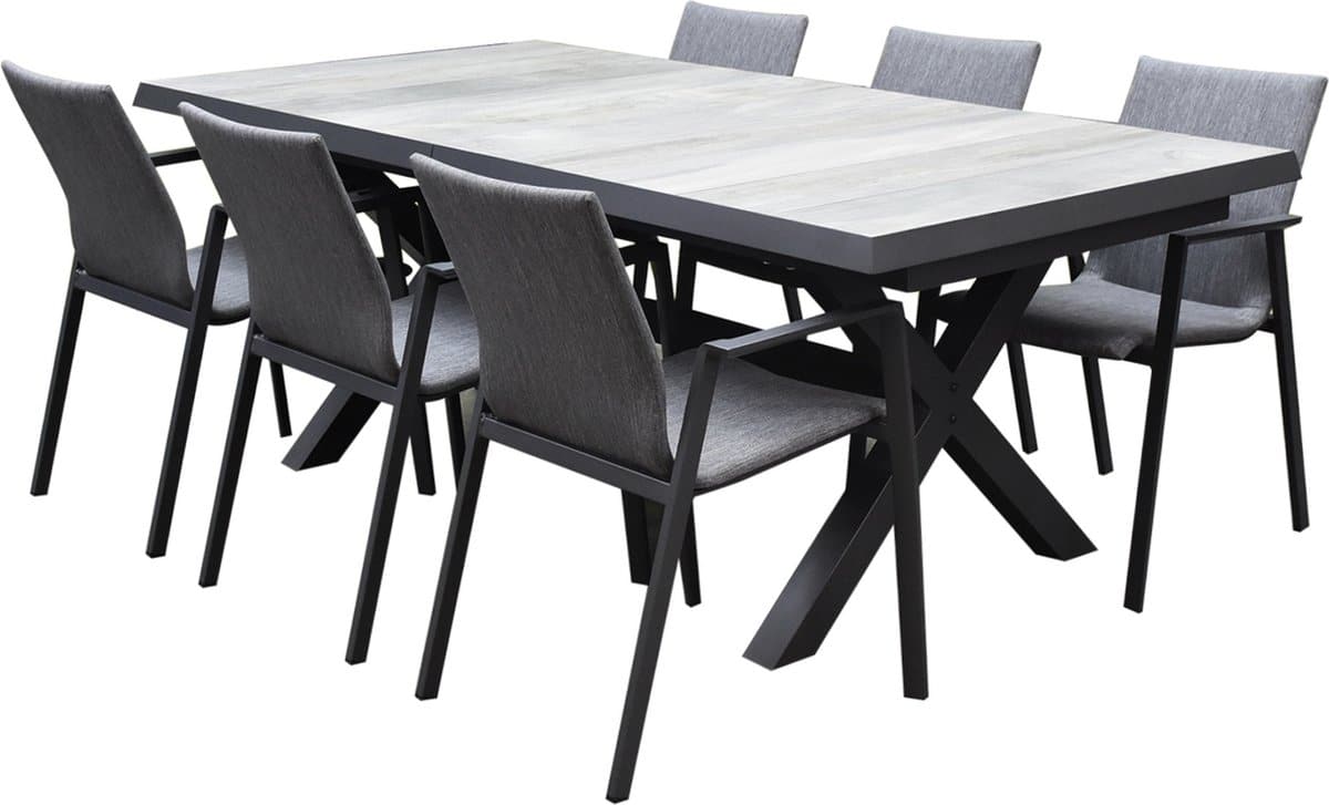 nancy new delhi dining tuinset uitschuifbaar 204 264x103xh74,5 cm 7 delig