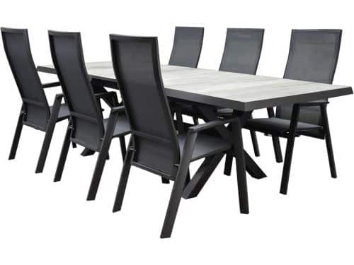 Nancy New Delhi dining tuinset uitschuifbaar 204-264x103xH74,5 cm 7 delig