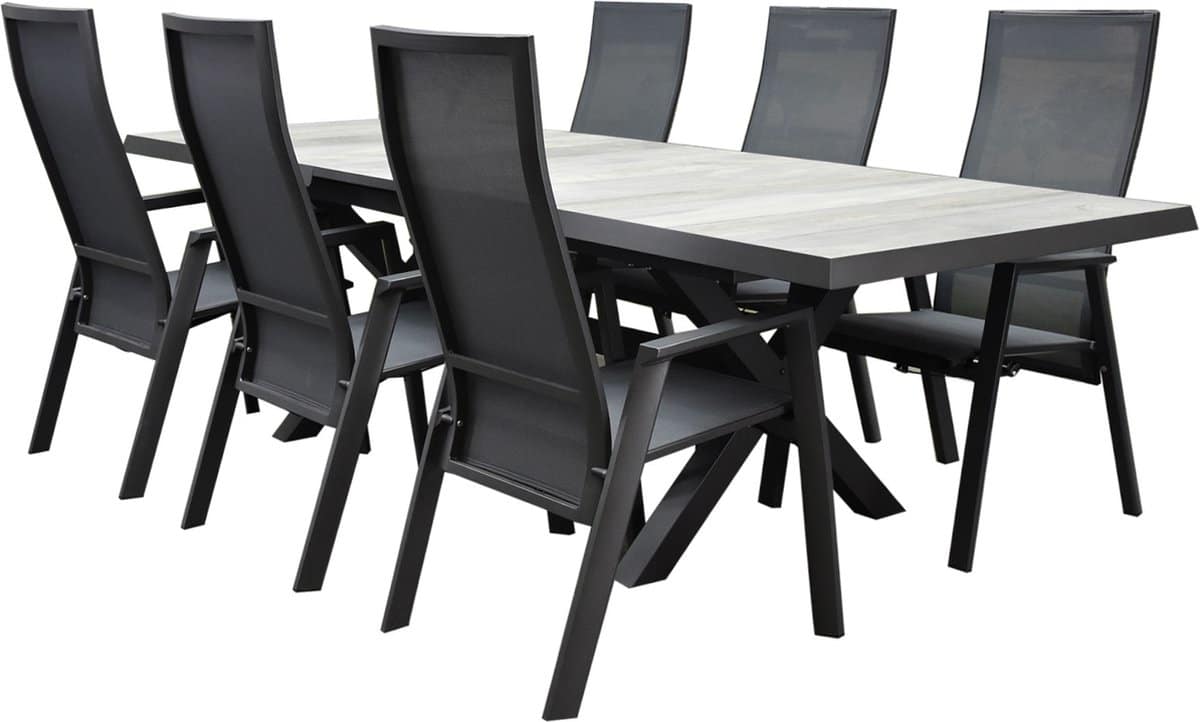 nancy new delhi dining tuinset uitschuifbaar 204 264x103xh74,5 cm 7 delig