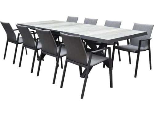 Nancy New Delhi dining tuinset uitschuifbaar 204-264x103xH74,5 cm 9 delig